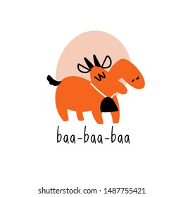 Funny vector illustration of bleating goat. Isolated on white background
