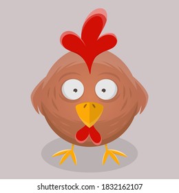 funny vector illustration of a cartoon chicken