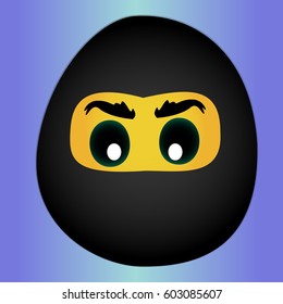 Funny vector illustration as an cartoon egg designed like a ninja face. Easter Holiday Symbol.