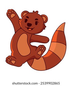 Funny vector illustration of a cartoon ferret jumping with a happy expression. Perfect for children's books, game projects, product design or educational materials that need a funny character.