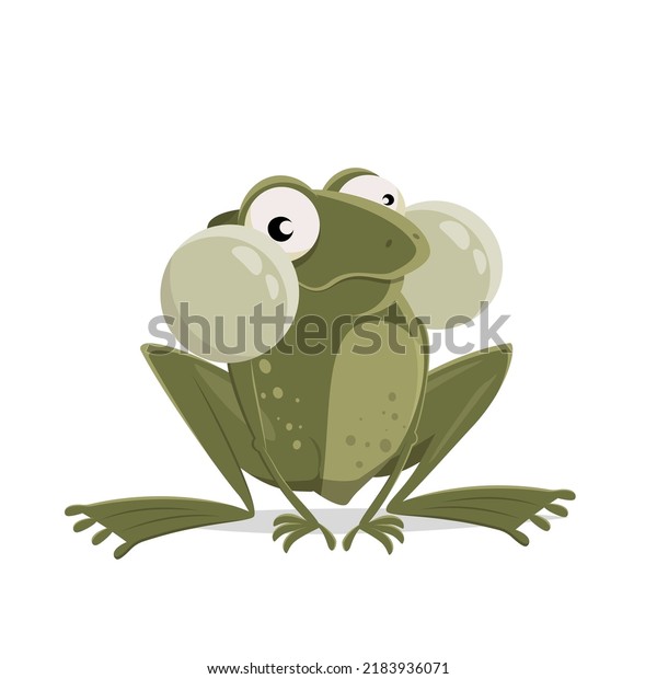 funny vector illustration of a cartoon frog with
lateral vocal sacs