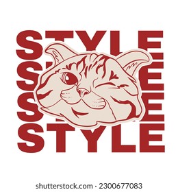 funny vector illustration of a cat 