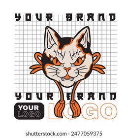 funny vector illustration of a cat	
