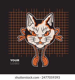 funny vector illustration of a cat	
