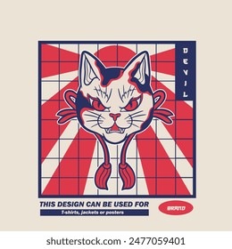 funny vector illustration of a cat	
