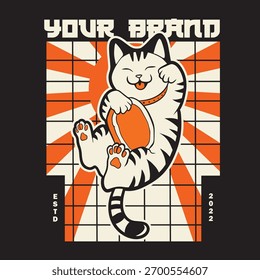 Ilustración vectorial divertida de un gato	
