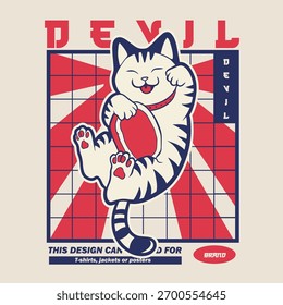 Ilustración vectorial divertida de un gato	
