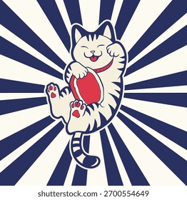 funny vector illustration of a cat	
