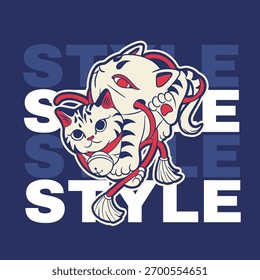 Ilustración vectorial divertida de un gato	
