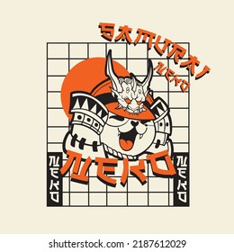 ilustración vectorial divertida del gato como samurai , puede ser utilizada para el diseño o afiche de la camisa