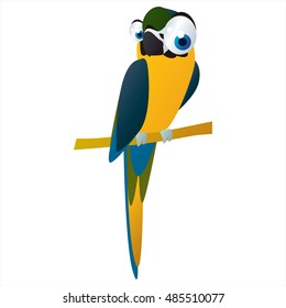 funny vector illustration of cute animal. Cartoon Macaw Parrot