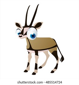 funny vector illustration of cute animal. Cartoon Oryx Antelope