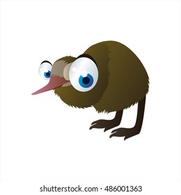 funny vector illustration of cute animal. Cartoon Kiwi Bird