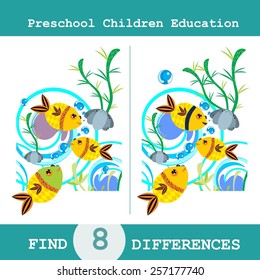Funny Vector Illustration of Finding Differences. Educational Game for Children 