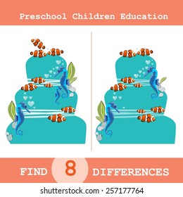 Funny Vector Illustration of Finding Differences. Educational Game for Children 