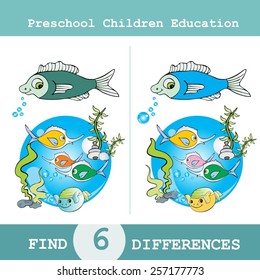 Funny Vector Illustration of Finding Differences. Educational Game for Children 