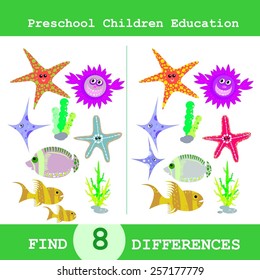 Funny Vector Illustration of Finding Differences. Educational Game for Children 