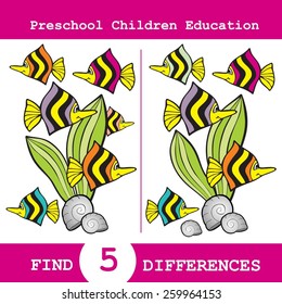 Funny Vector Illustration of Finding Differences. Educational Game for Children