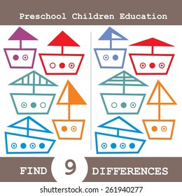 Funny Vector Illustration of Finding Differences. Educational Game for Children