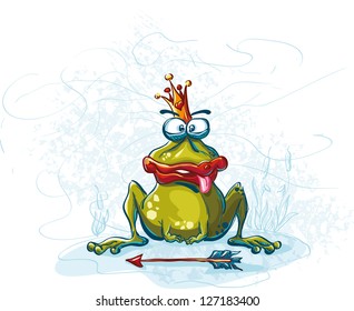 funny vector illustration with the frog. Well you where Prince
