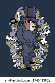 the funny vector illustration of gorilla as a boss, it can be use for shirt design or poster 
