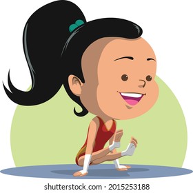 Funny vector illustration of a gymnastic woman.