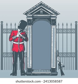 Graciosa ilustración vectorial de la Guardia Real de Gran Bretaña.