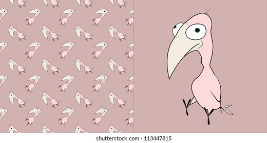 A funny vector illustration of a sad bird