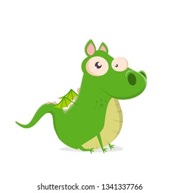 lustige Vektorgrafik eines sitzgrünen Cartoon-Drachen