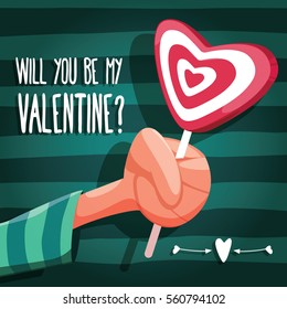 Funny Vector Illustration for Valentine's Day. Candy-Heart