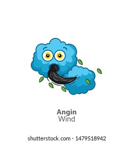 Funny vector illustration of the wind