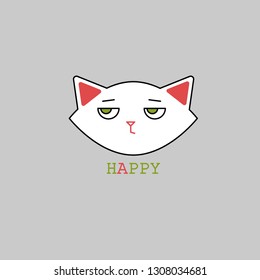 Funny Vector Image Of A Disgruntled Sarcastic Cat. The Inscription 