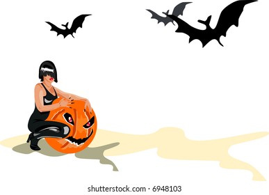 imagen vectorial divertida de los demonios de Halloween