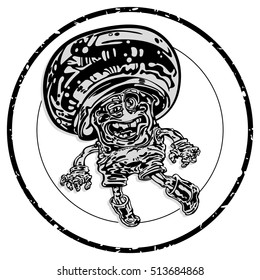 Funny vector image of mushroom. Neat and clean vector without extra points. Perfect as a print for clothes!