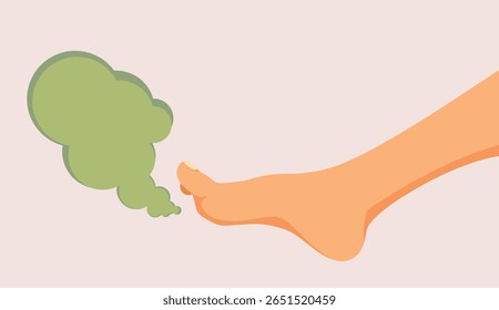 
Engraçado Vetor Imagem de um Pé Cheiroso Bromodose Conceito Desenho. Pessoa com um problema devido a transpiração ou a uma infecção bacteriana 