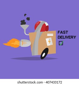 Funny vector isolated object. Box. Fast delivery