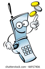 Funny vector mobile telephone, with your money.