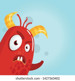 funny vector monster with banner vector illustration