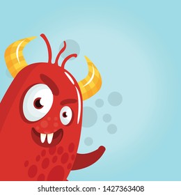 funny vector monster with banner vector illustration