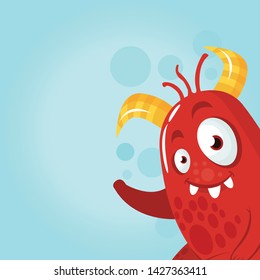funny vector monster with banner vector illustration