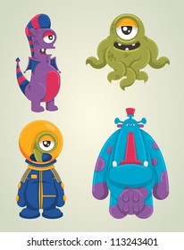 funny vector monsters set