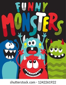 funny vector monsters for t shirt