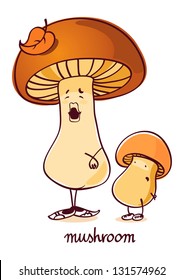 Funny vector mushroom and mushroom-kid