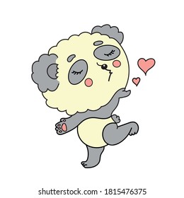 Funny vector panda gives air kisses