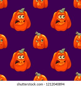 Funny vector pattern to helloquin. Vector pattern of pumpkins.