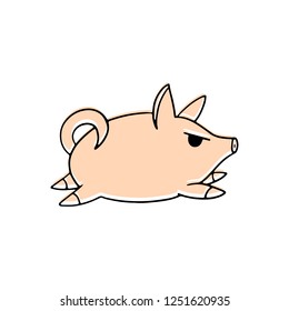 Funny vector pig character om white background