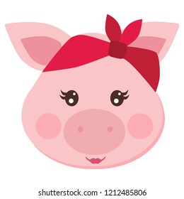 Funny vector pig illustration