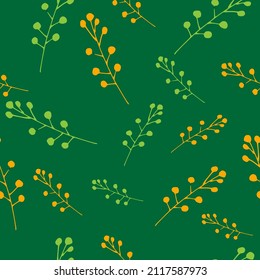 funny vector plant pattern and orange flowers