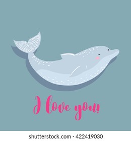 funny vector poster with dolphin