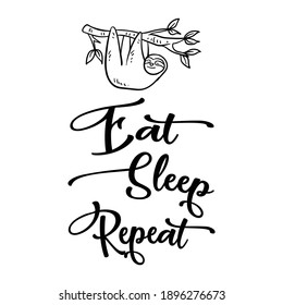 Funny Vector Quote Sloth Text and Illustration